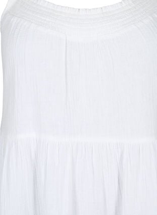 Ensfarget kjole med stropper i bomull, Bright White, Packshot image number 2