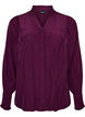 Bluse med rysjekrage og rynking, Lilla, Packshot image number 0