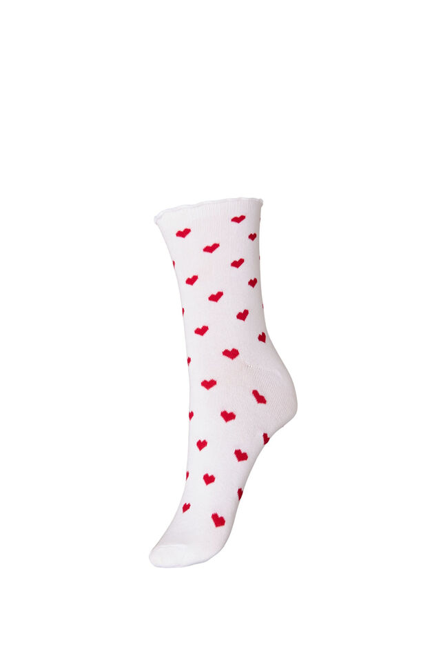 Bomullssokker med m&oslash;nster, Hvit, Packshot image number 0