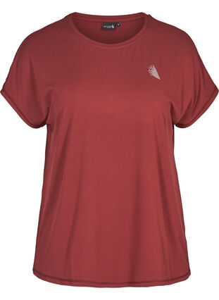 Ensfarget t-skjorte til trening, Tawny Port, Packshot image number 0