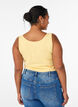 Ensfarget basic topp i bomull, Gul, Model image number 2