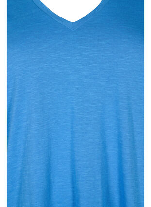 Kortermet basic t-skjorte med v-hals, Provence , Packshot image number 2
