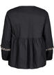 Bluse med åpen front og broderte detaljer, Svart, Packshot image number 1