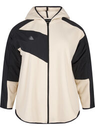 Hettefleecejakke med lommer, Beige