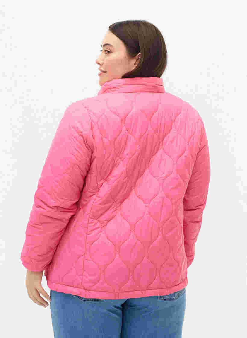 Quiltet jakke med glidelås og lommer, Hot Pink, Model image number 1