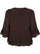 Bluse med 3/4-ermer og volangdetaljer, Brun, Packshot image number 1