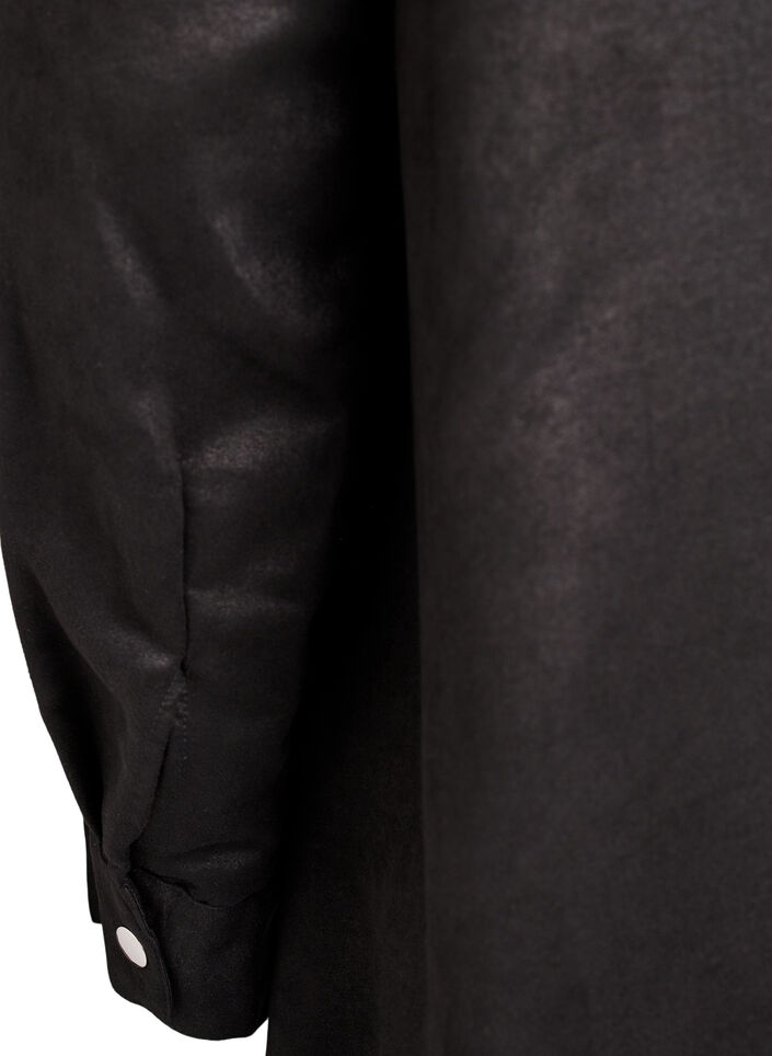 Lang skjorte i imitert semsket skinn med glidelås, Svart, Packshot image number 3