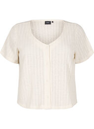 Jersey cardigan med korte ermer, Buttercream