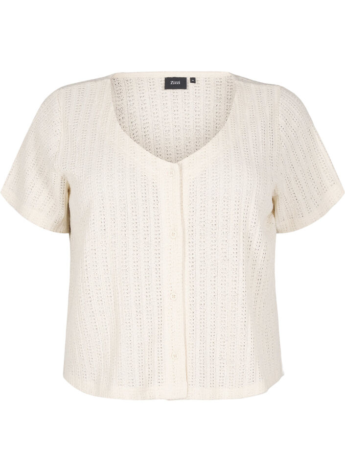 Jersey cardigan med korte ermer, Buttercream, Packshot