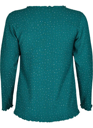 Zizzi Langermet bluse med rhinsteiner, Grønn, Packshot image number 1