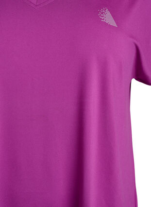 Zizzi Kortermet trenings-t-skjorte med v-hals, Lilla, Packshot image number 2