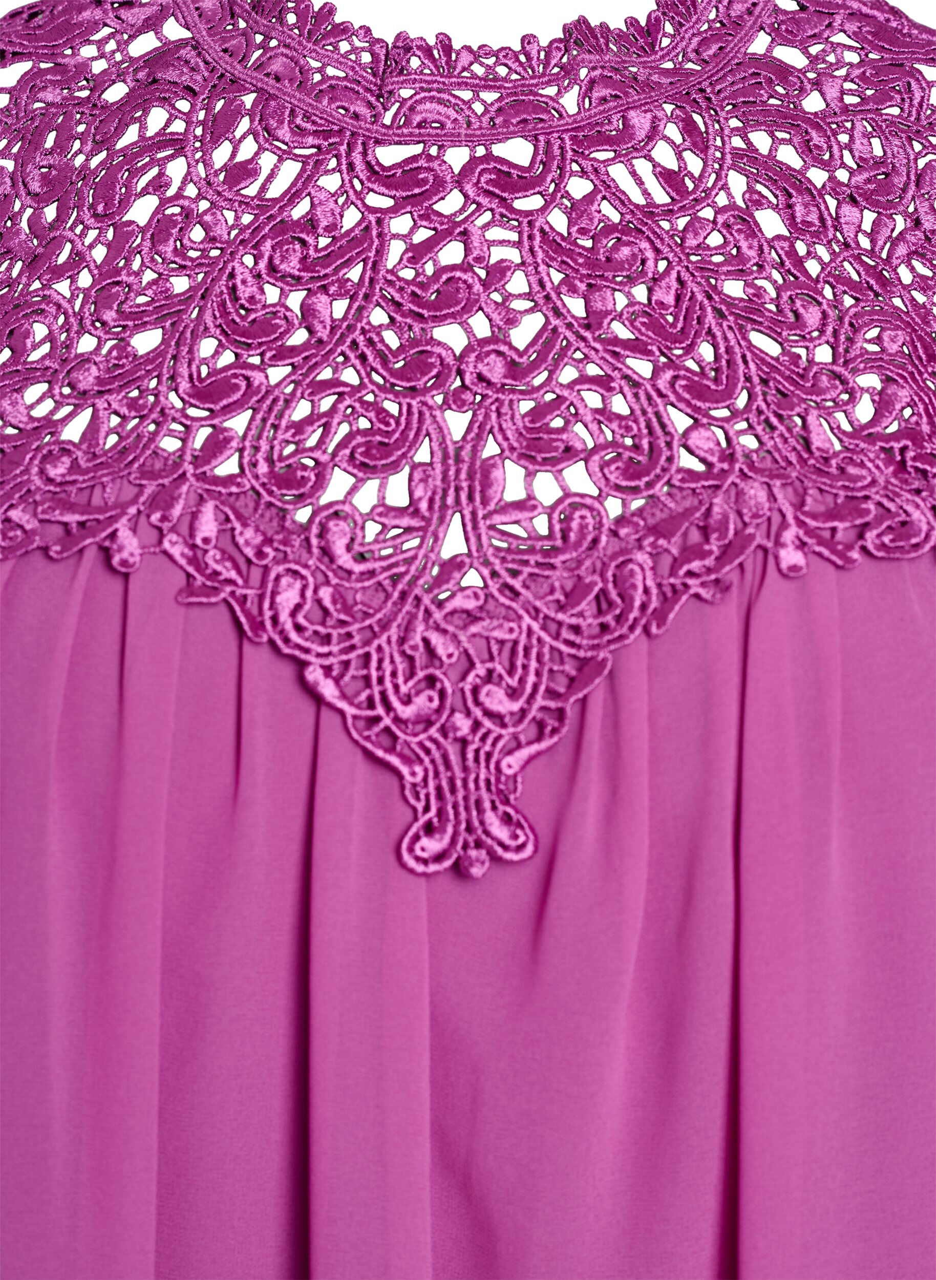 Zizzi Ermel&oslash;s festtopp med hekling, Lilla, Packshot image number 2