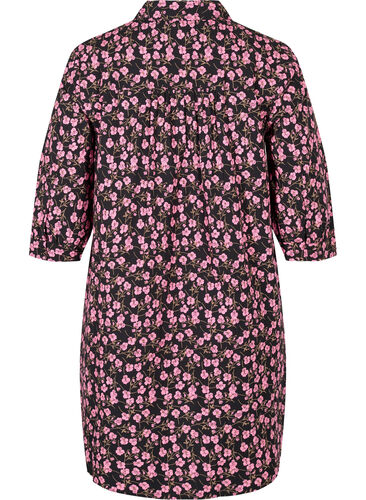 Blomstrete tunika med 3/4-ermer og krage, Flower AOP, Packshot image number 1