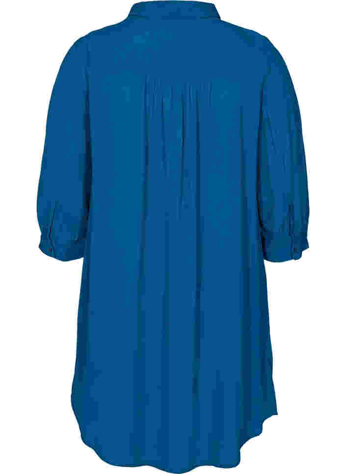 Viskosetunika med knapper og 3/4-ermer, Maroccan Blue, Packshot image number 1