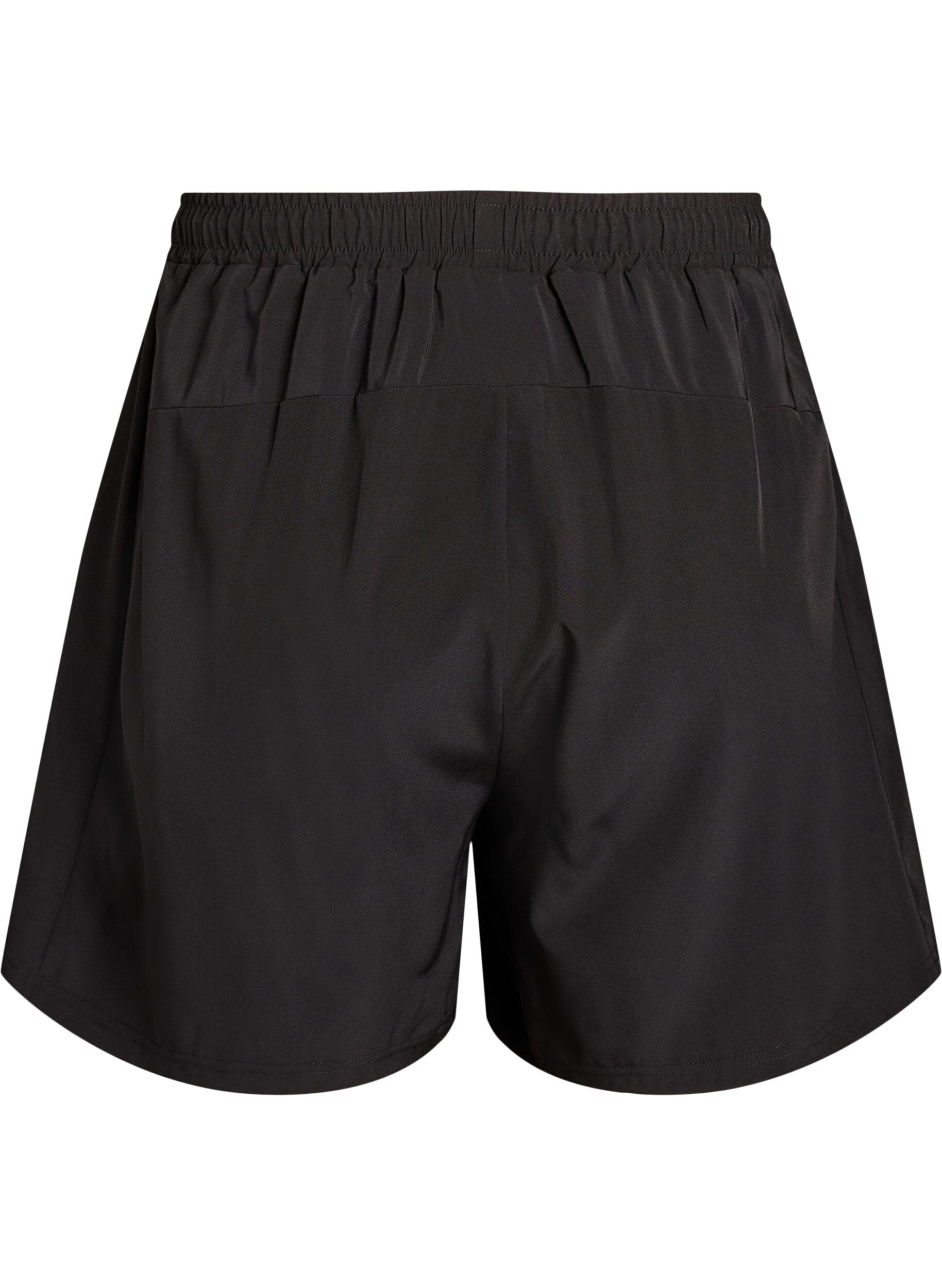 Zizzi Treningsshorts med innershorts og en lomme til telefonen, Svart, Packshot image number 1