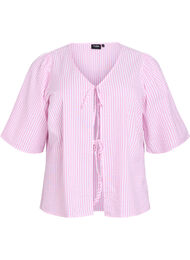 FLASH - Stripete bluse med sløyfer, Pink Stripe