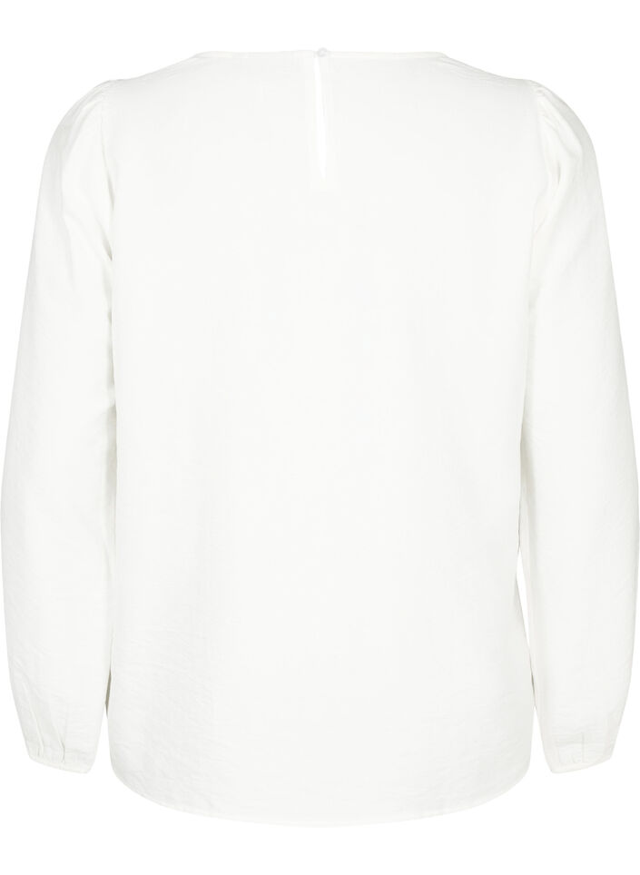 Bluse i viskose med heklede detaljer, Bright White, Packshot image number 1