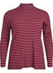 Stripet ribbet jerseybluse med høy hals, Mørk Bordeaux, Packshot image number 0
