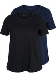 Basis T-skjorter i bomull, 2 stk., Black/Navy Blazer