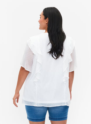 Kortermet bluse med volanger og prikkete mønster, Snow White, Model image number 1