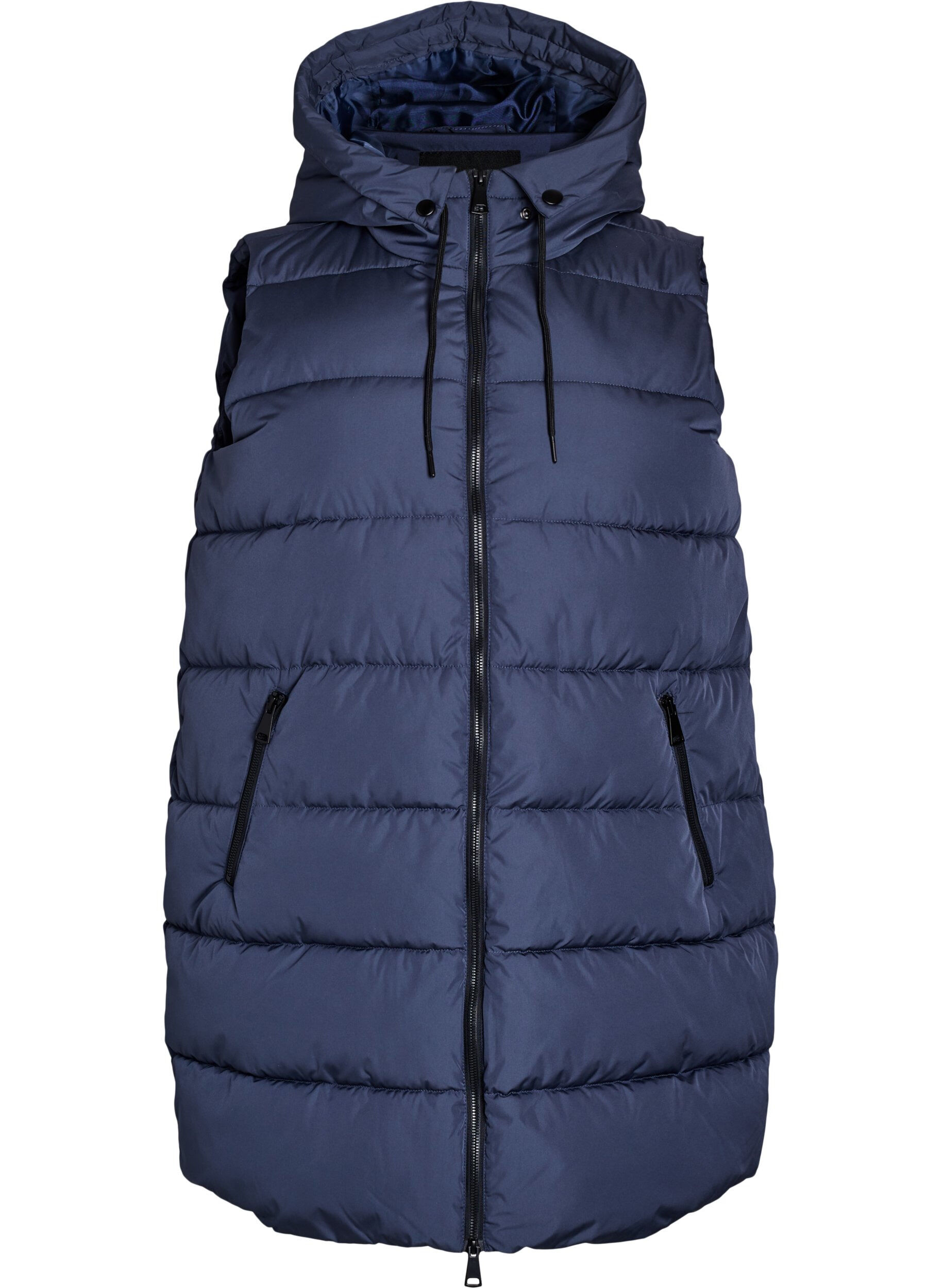 ZizziLang vest med hette og lommer, Bl&aring;, Packshot image number 0