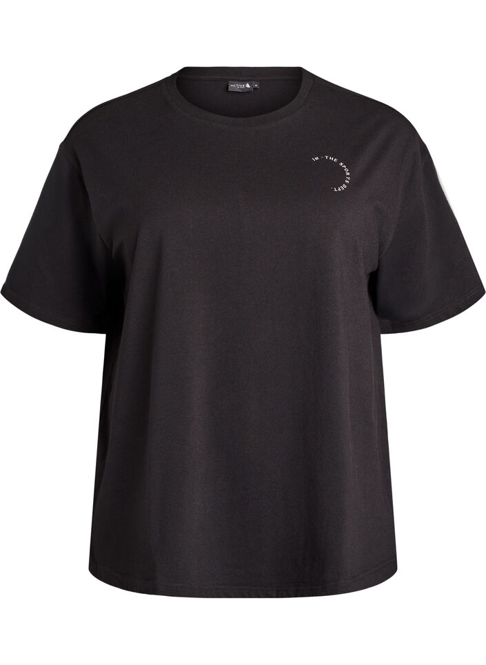 Sporty t-skjorte i &oslash;kologisk bomull, Svart, Packshot image number 0