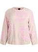 Strikkebluse med store hjerter og rund hals, Beige, Packshot image number 0