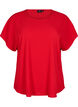 Bluse med korte ermer og rund hals, R&oslash;d, Packshot image number 0