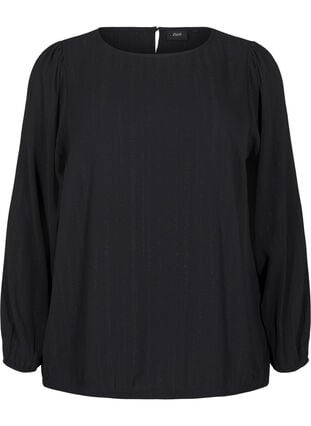 Zizzi Bluse med glitter, Svart, Packshot image number 0