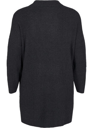 Zizzi Lang strikket bluse med lange ermer, Dark Grey Melange, Packshot image number 1