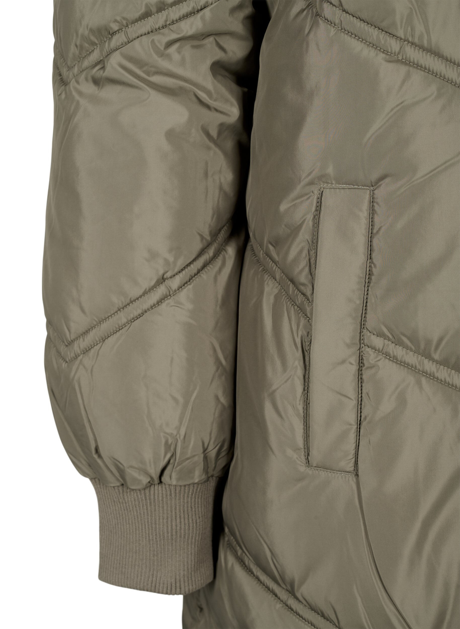 Zizzi Lang puffer-vinterjakke, Bungee Cord , Packshot image number 3