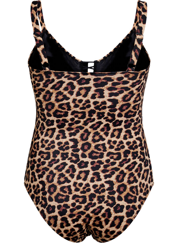 Badedrakt med dyretrykk og stringdetaljer, Leopard AOP, Packshot
