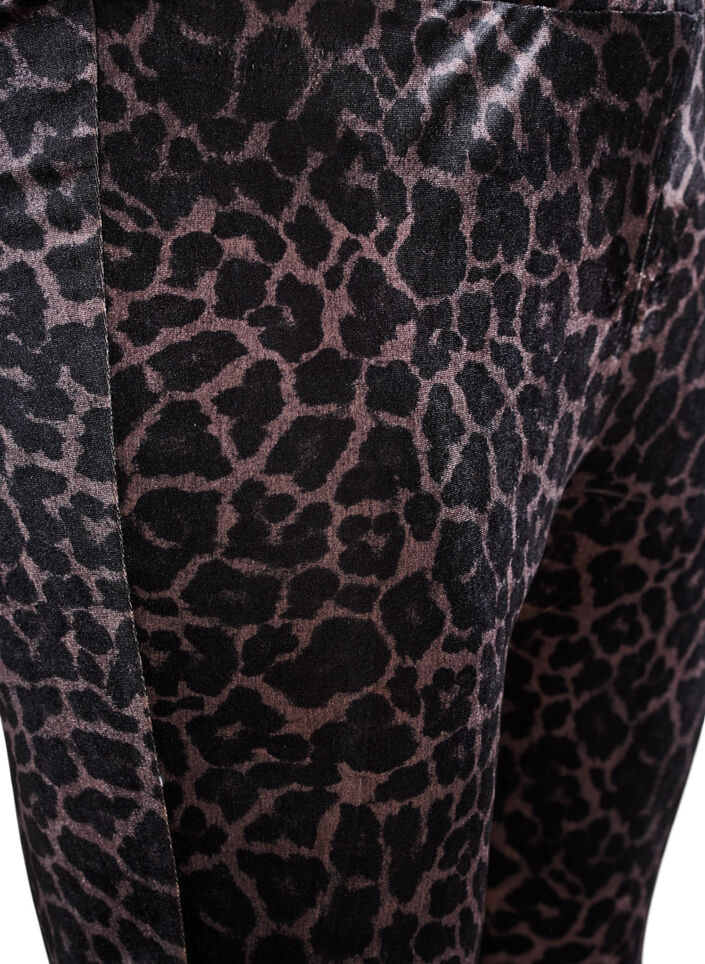 Velourleggings med leopardmønster, Brun, Packshot