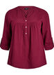 Bluse i bomullsmuslin med broderi anglaise, M&oslash;rk Bordeaux, Packshot image number 0