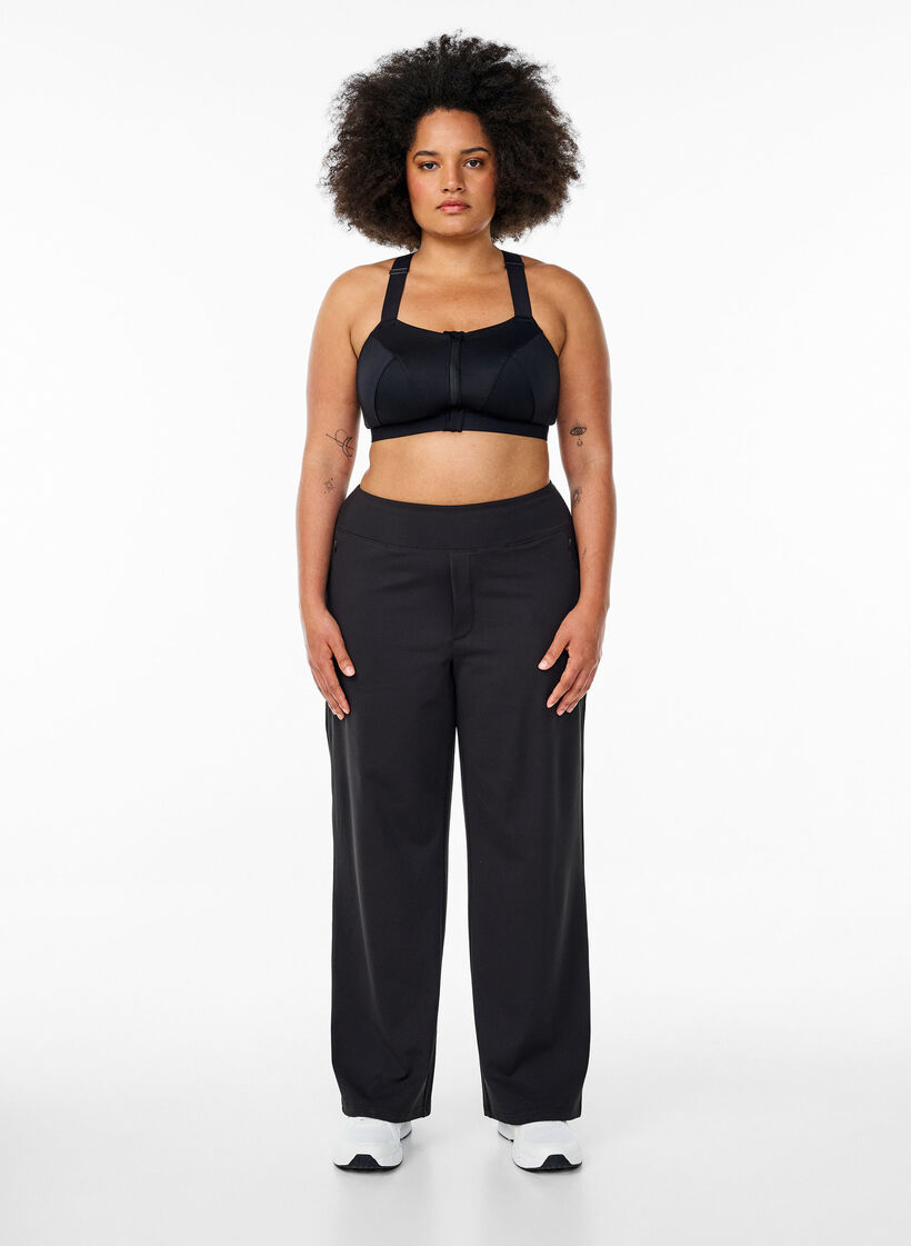 Trendy treningsbukser med en lett utsving, Black, Model