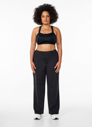 Zizzi Trendy treningsbukser med en lett utsving, Svart, Model image number 1