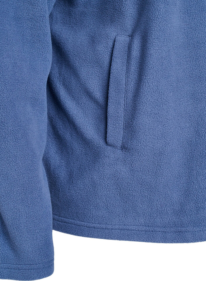 Fleecetopp med glidel&aring;s og h&oslash;y krage, Bl&aring;, Packshot image number 3