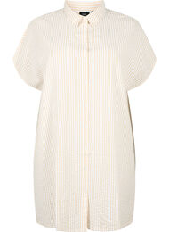 Lang stripete bomullsskjorte, White/Natrual Stripe