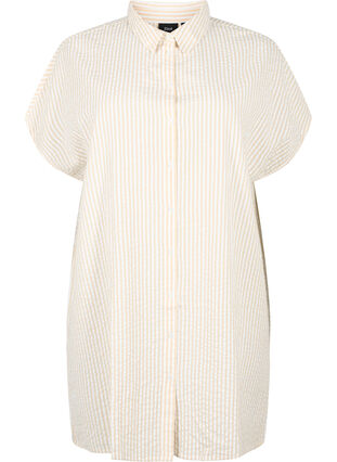 Lang stripete bomullsskjorte, White/Natrual Stripe, Packshot image number 0