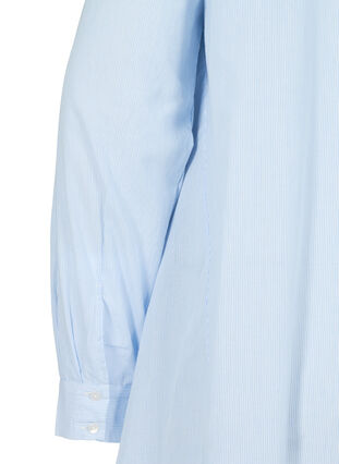 Bomullsskjorte med striper og volanger, Blue Stripe, Packshot image number 3