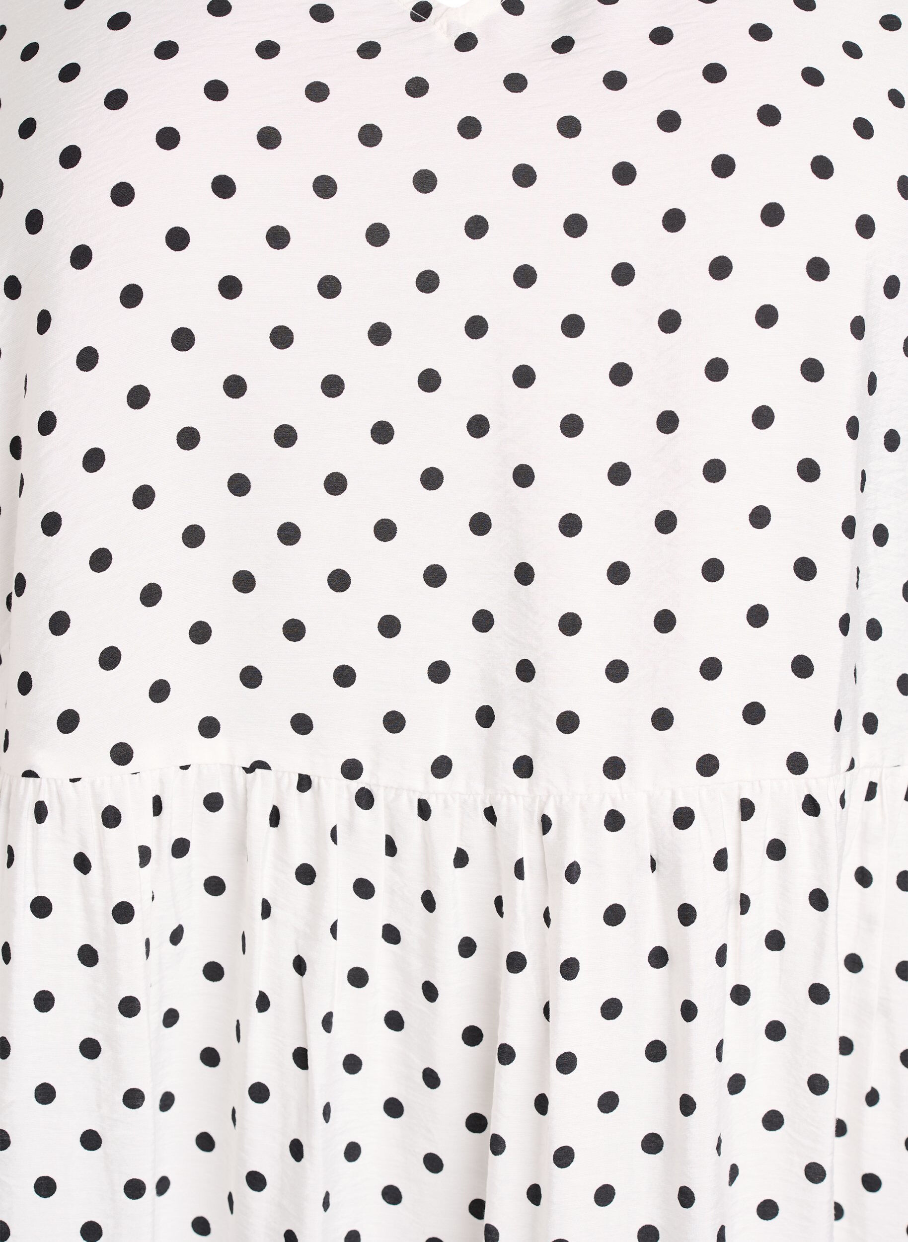 Zizzi Prikkete kjole med V-hals og A-linjeform, Hvit, Packshot image number 2