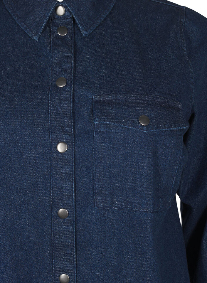 Dongerijakke med brystlomme, Unwashed Denim, Packshot image number 2