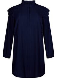 Kort kjole med volanger og glitter, Bl&aring;