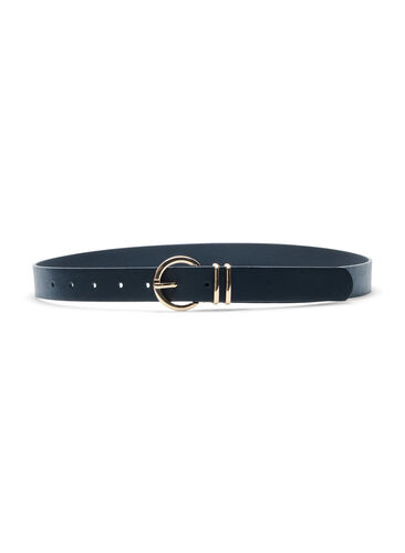 Belte i imitert skinn med gullfarget spenne, Black w. Gold Buckle, Packshot image number 1