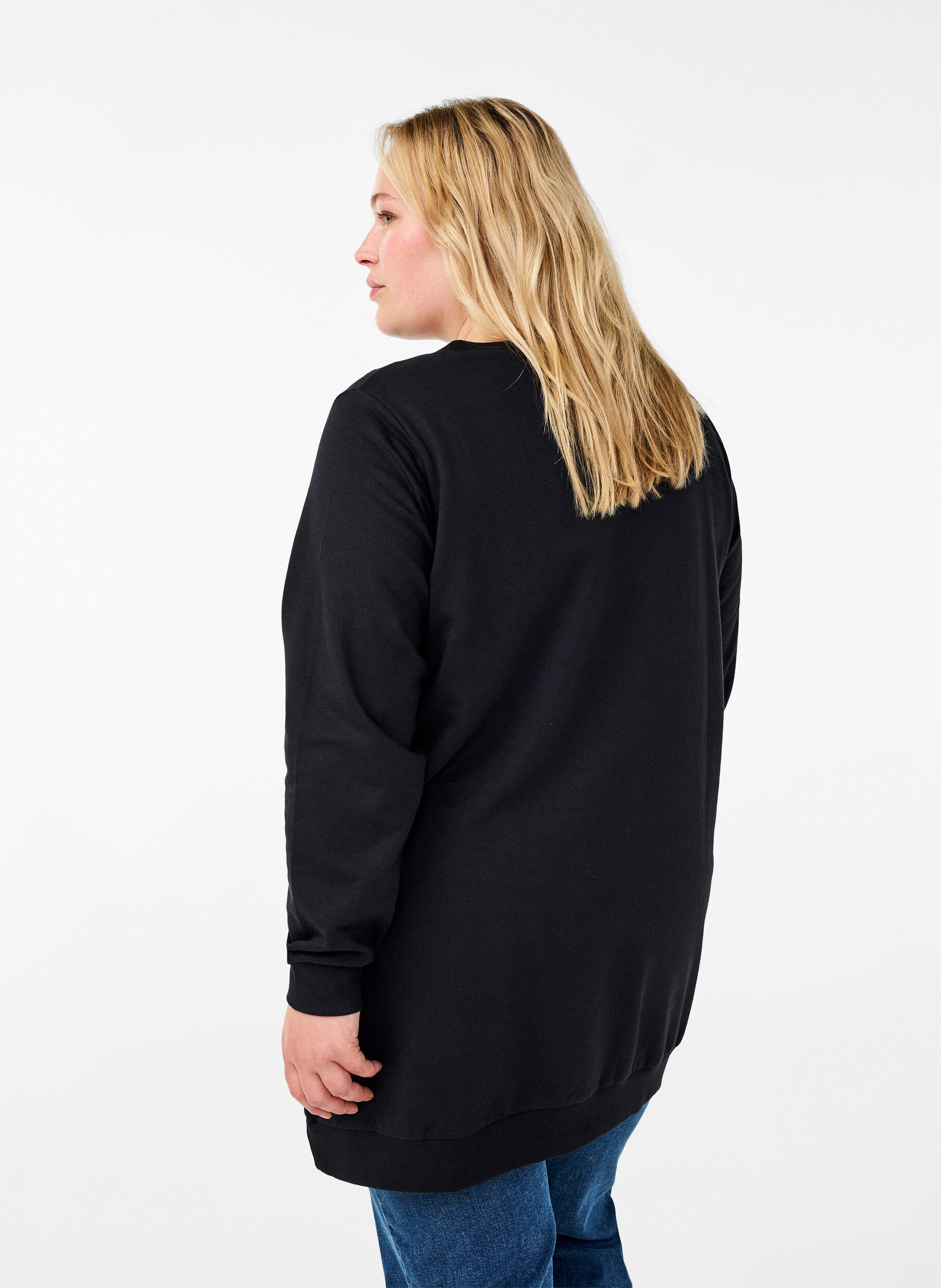 Zizzi Sweat-tunika med metalldetaljer, Black, Model image number 1