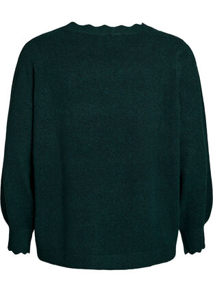 Zizzi Strikkebluse med bølgete kanter, Grønn, Packshot image number 1