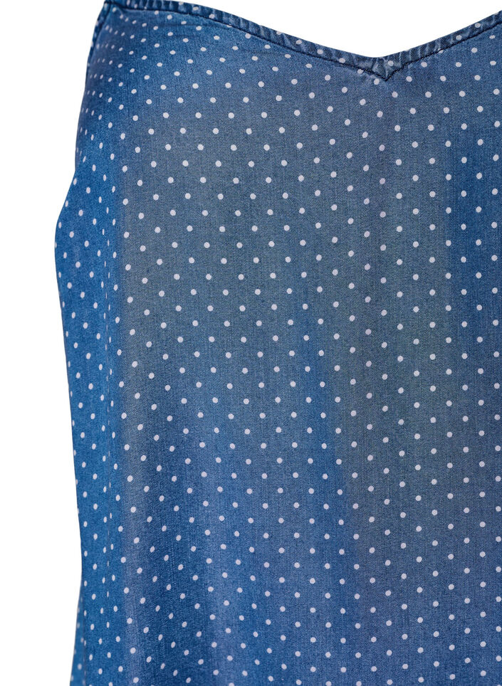Knelang stroppekjole i TENCEL&trade; Lyocell med denimlook, Bl&aring;, Packshot image number 2