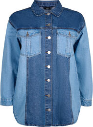 Colorblock dongerijakke, Light Blue Denim