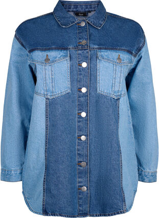 Zizzi Colorblock dongerijakke, Light Blue Denim, Packshot image number 0