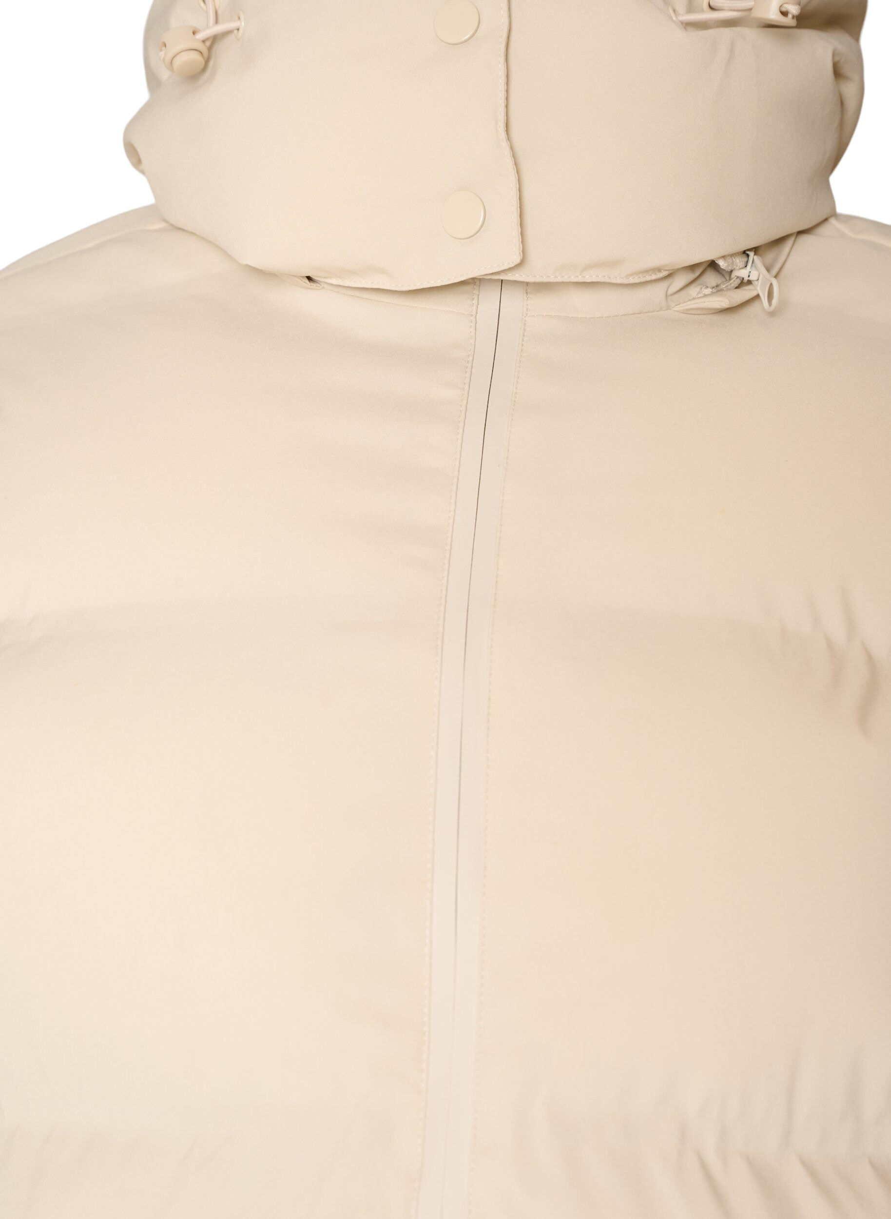 ZizziKort pufferjakke med avtagbar hette, Vanilje, Packshot image number 2